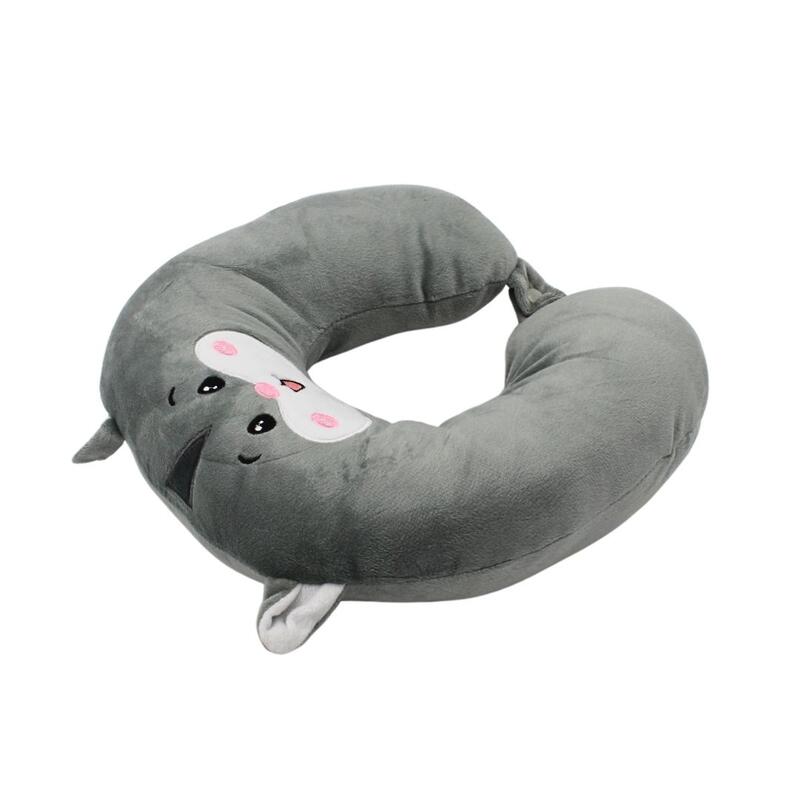 Pernă de călătorie, pentru copii, culoare gri, model hamster, 31x29x8 cm