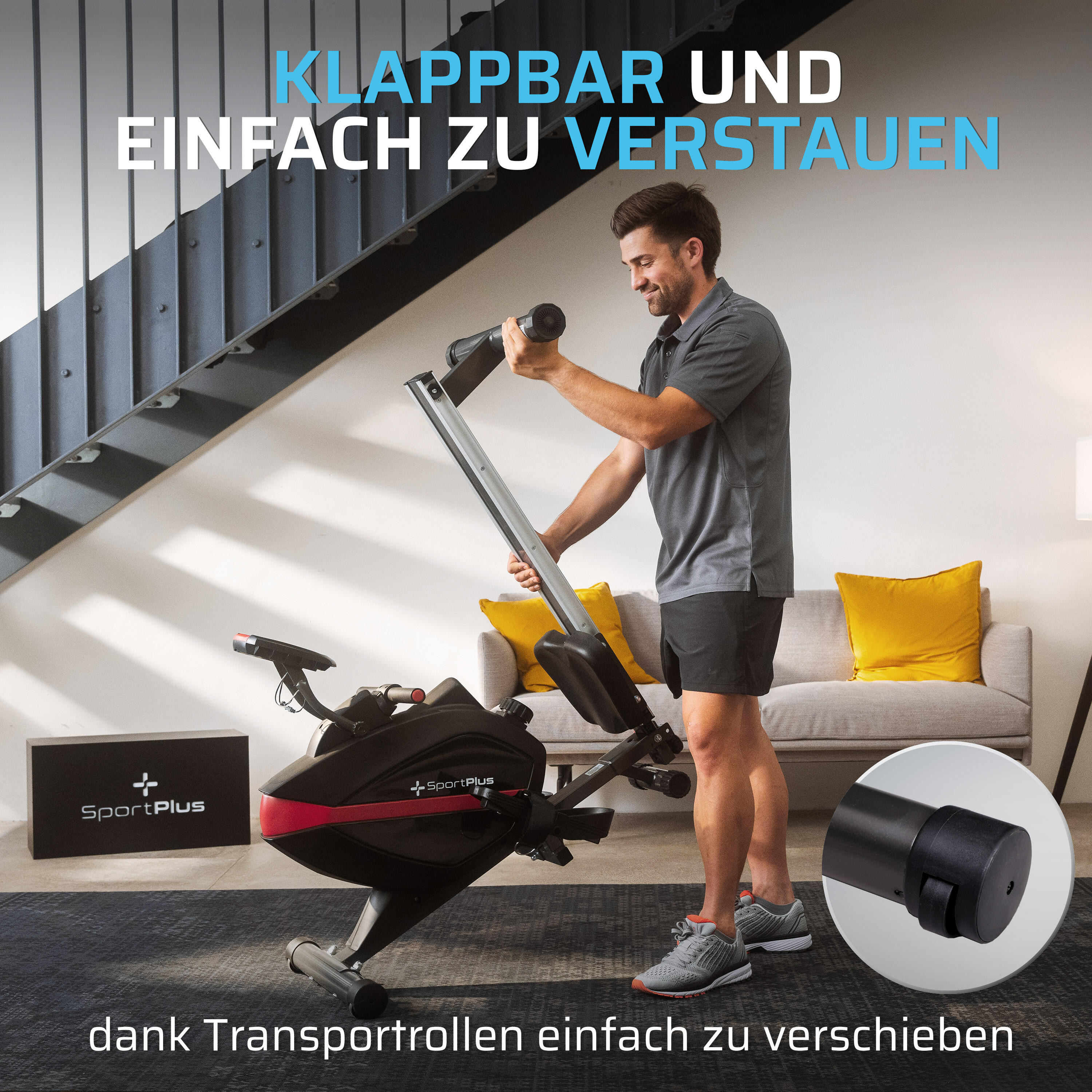 SportPlus roeitrainer voor thuis, opklapbaar, magnetisch remsysteem 5/7