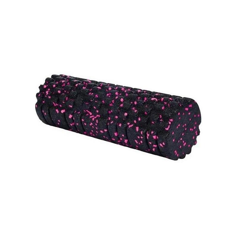 Rolă cilindru masaj XQ Max, din spumă, pentru yoga, negru cu roz, 33x14 cm