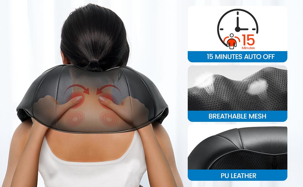 Shiatsu Cervical Massager Massageapparaat voor nek, schouders en rug 6/7