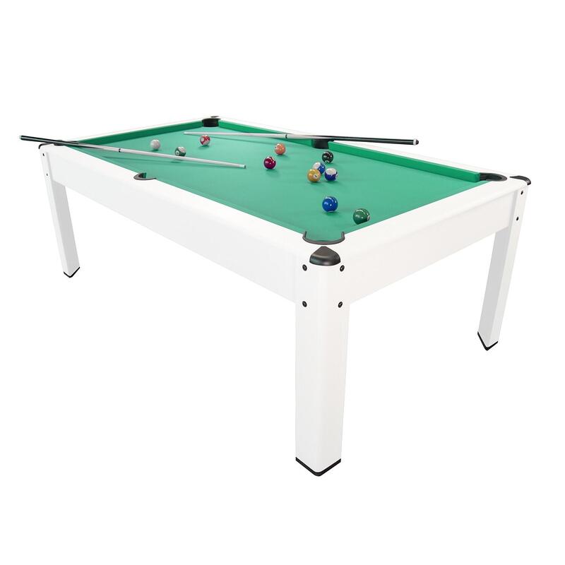 Billard Américain convertible en Table avec accessoires 6FT-206x116cm Blanc