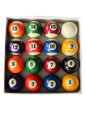 Set van 16 amerikaanse poolballen van hars (57mm), 15 genummerde ballen