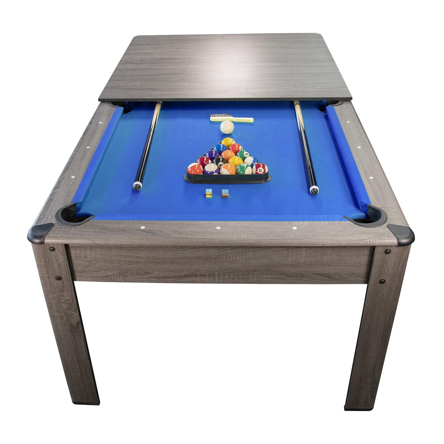 Sokker - Billard Américain Convertible En Table Avec Accessoires 6ft-206x116cm Gris - Billard - Bleu|marron - Taille Unique - Decathlon