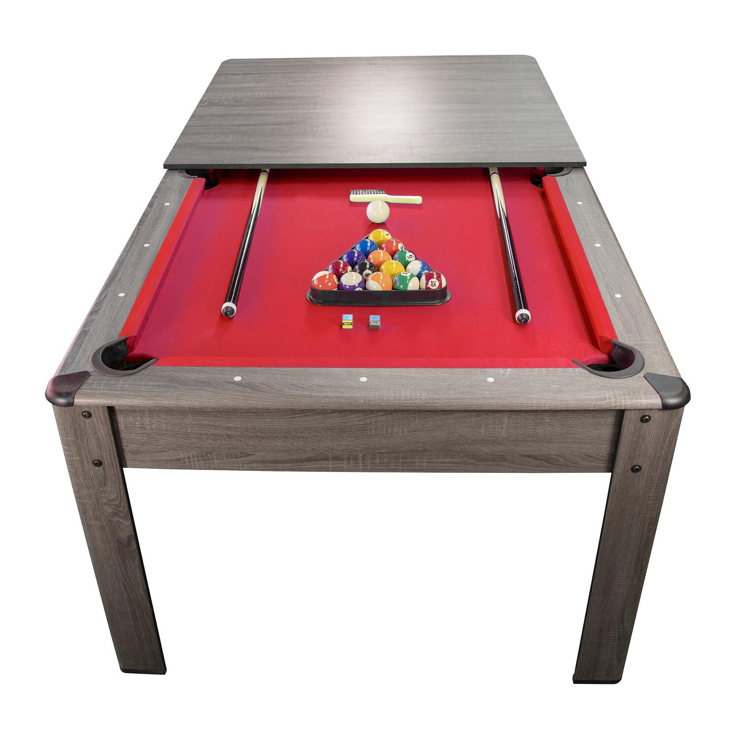 Sokker - Billard Américain Convertible En Table Avec Accessoires 7ft - 226x126cm Gris - Billard - Gris|rouge - Taille Unique - Decathlon