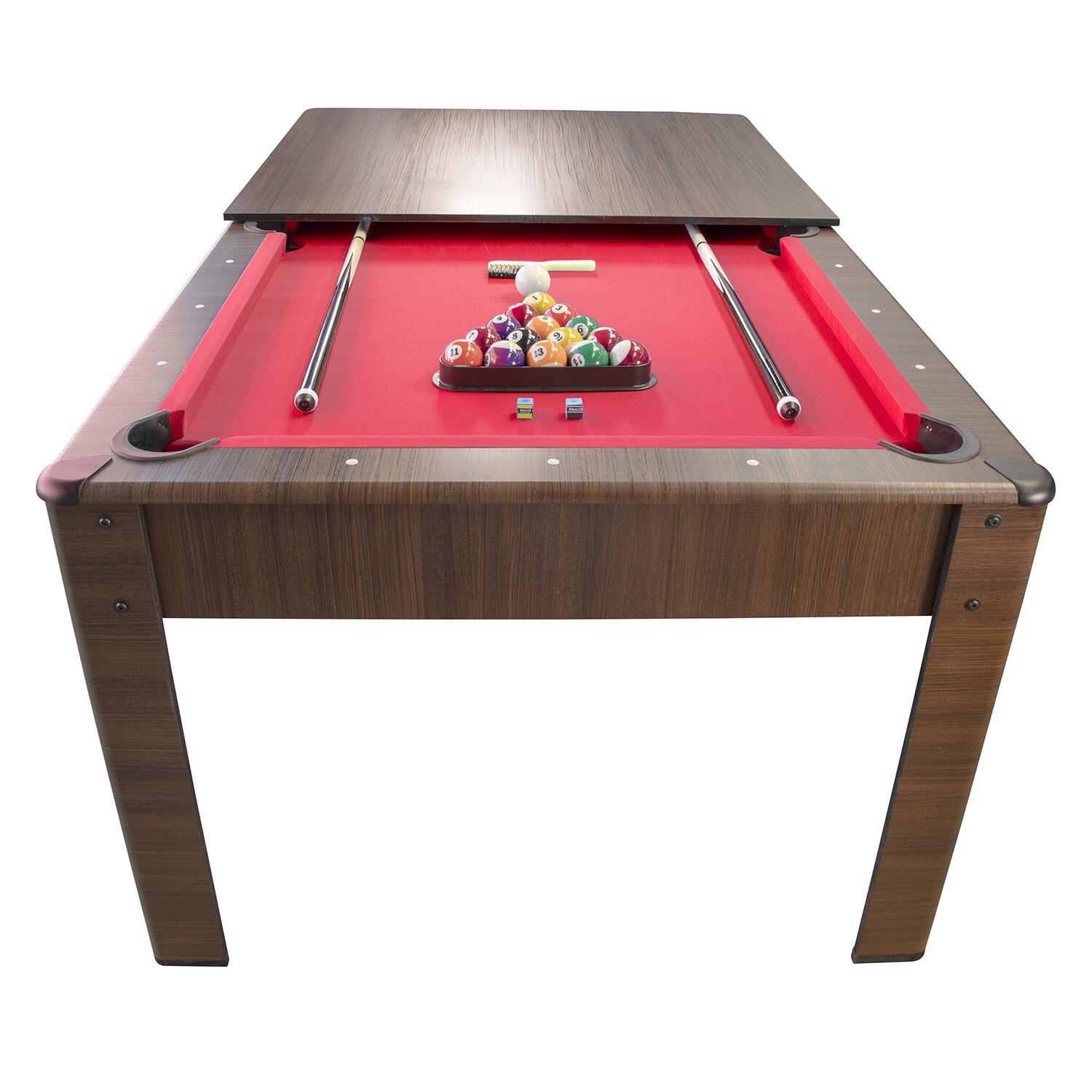 Sokker - Billard Américain Convertible En Table Avec Accessoires 6ft-206x116cm Marron - Billard - Marron|rouge - Taille Unique - Decathlon