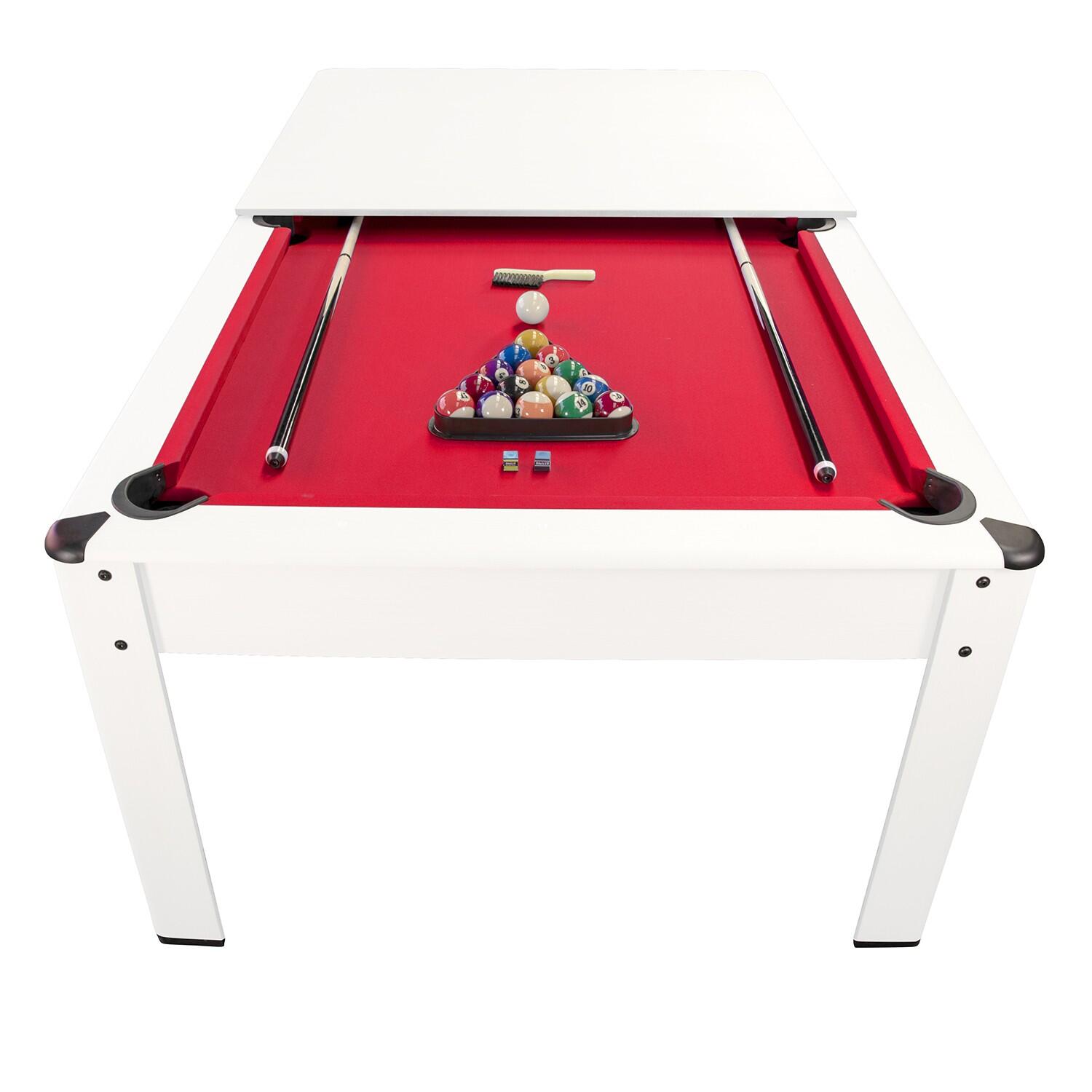 Sokker - Billard Américain Convertible En Table Avec Accessoires 6ft-206x116cm Blanc - Billard - Blanc|rouge - Taille Unique - Decathlon