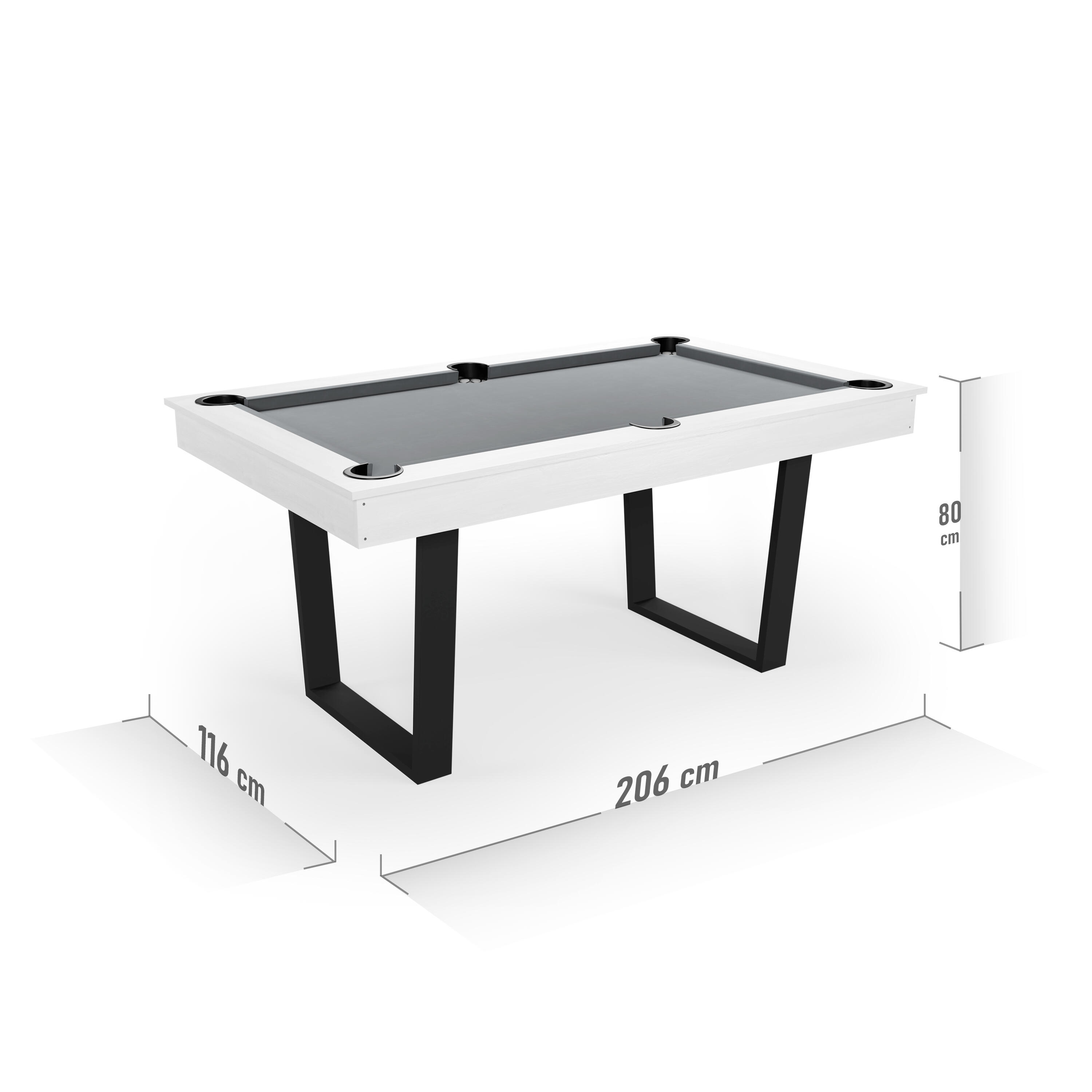Amerikaans Poolbiljart ombouwbaar tot eettafel voor 6/8 personen 206x116x 82 cm 3/7