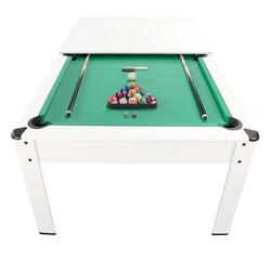 Billard Américain convertible en Table avec accessoires 6FT-206x116cm Blanc