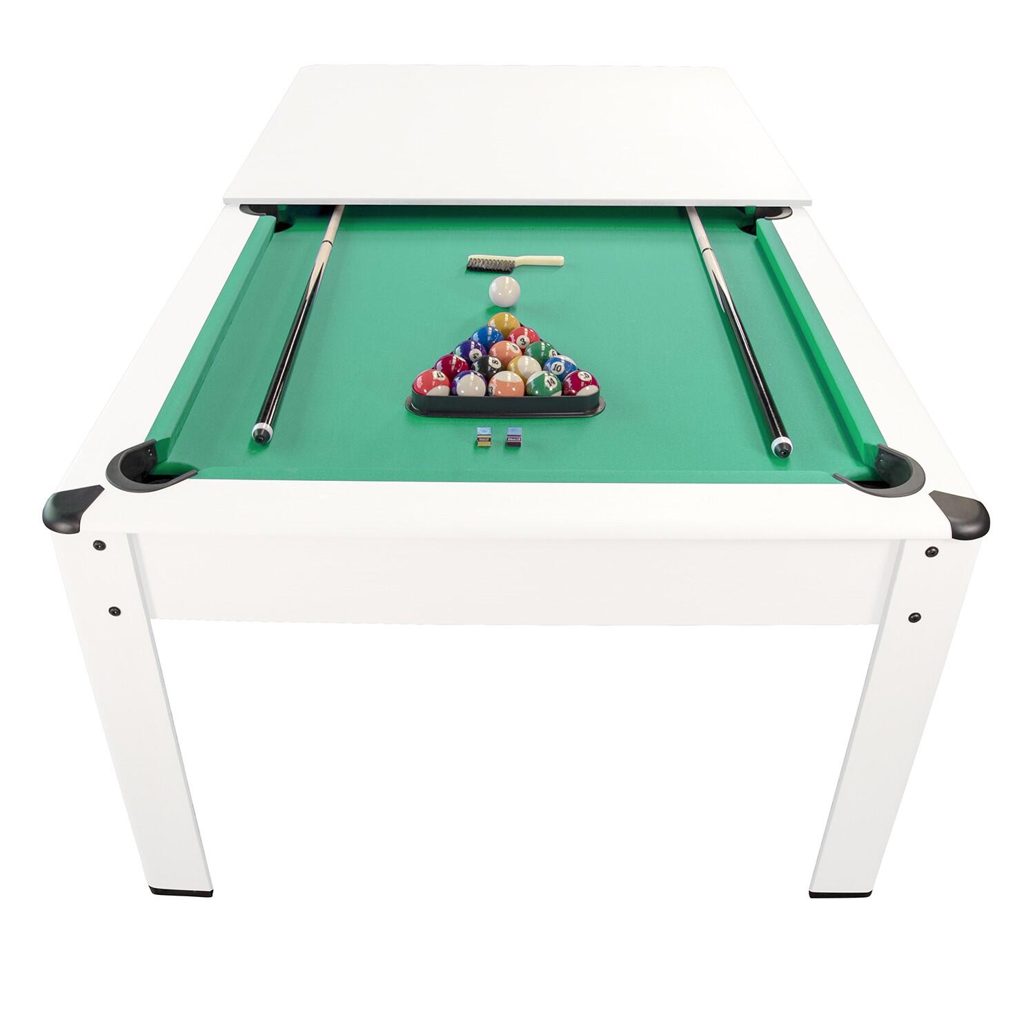 Sokker - Billard Américain Convertible En Table Avec Accessoires 6ft-206x116cm Blanc - Billard - Blanc|vert - Taille Unique - Decathlon