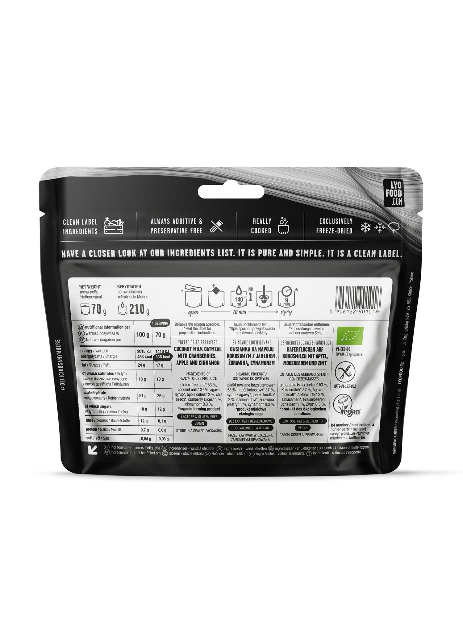 Pasto Liofilizzato Lyo Expedition Porridge Di Mele E Cannella 70G 3/3