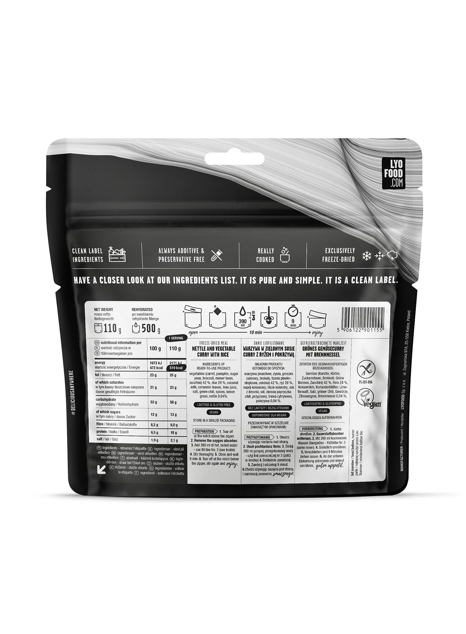 Pasto liofilizzato curry con ortica 3/4