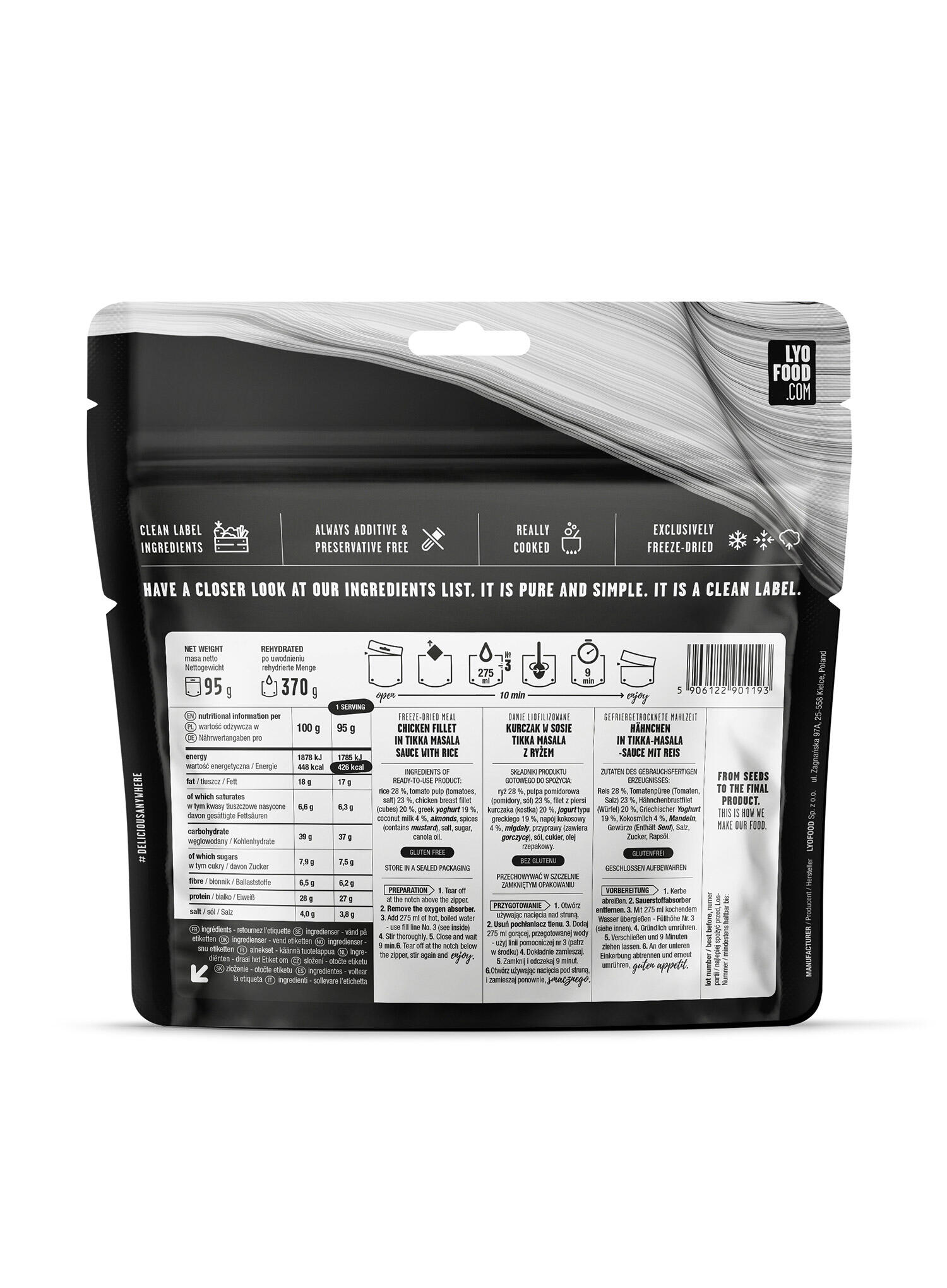 Danie liofilizowane (217) Kurczak Tikka Masala 95G 3/4