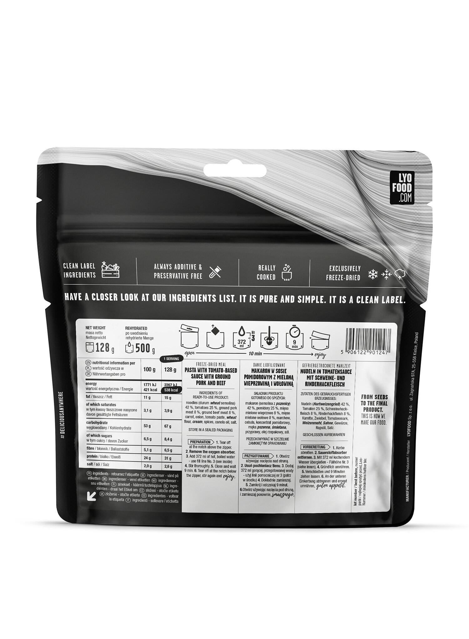 Danie Liofilizowane Lyo Expedition (204) Penne A La Bolognese 128 G 3/3