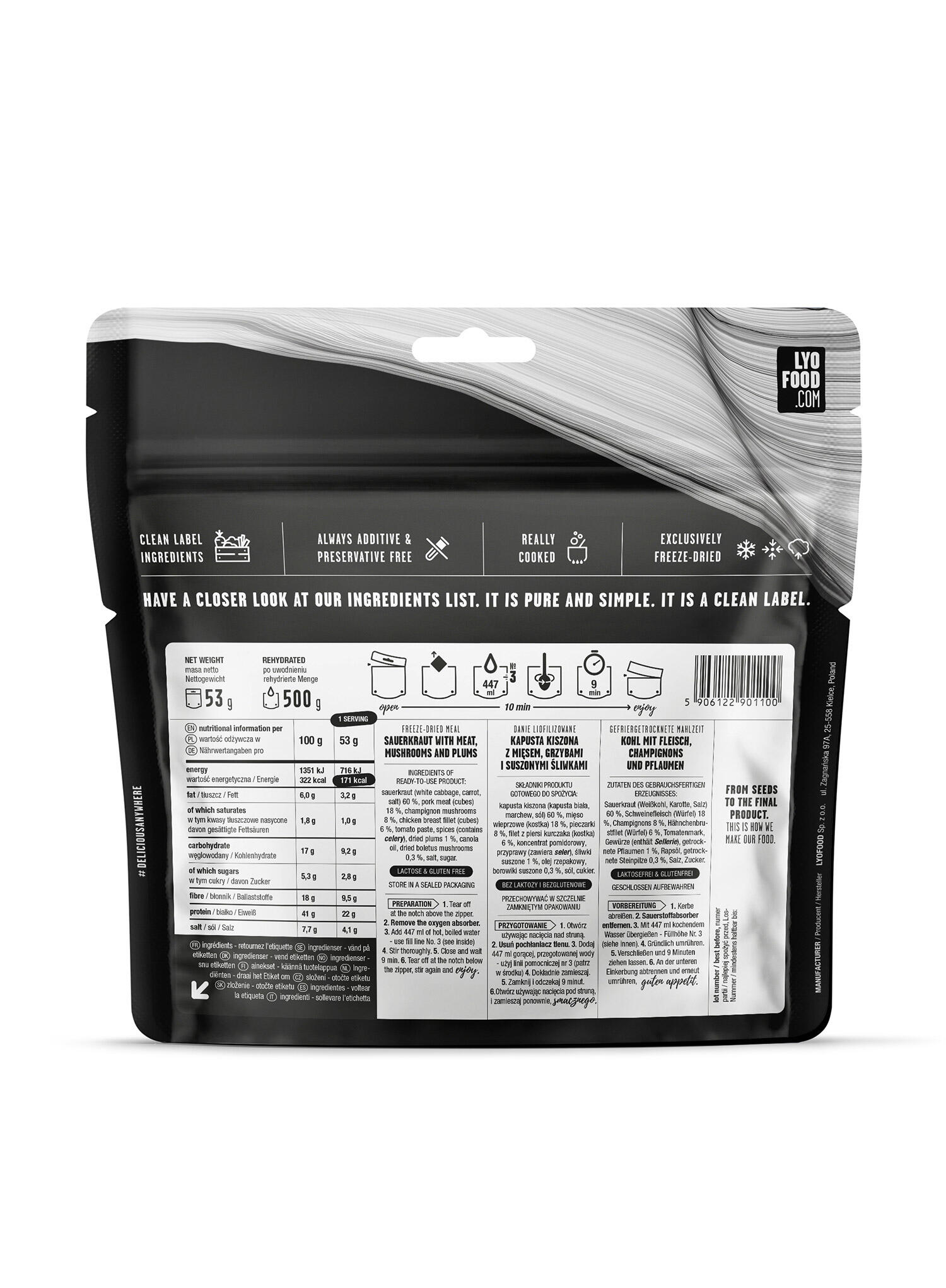 Pasto Liofilizzato Lyo Expedition Stufato Di Crauti E Carne 53G 3/3