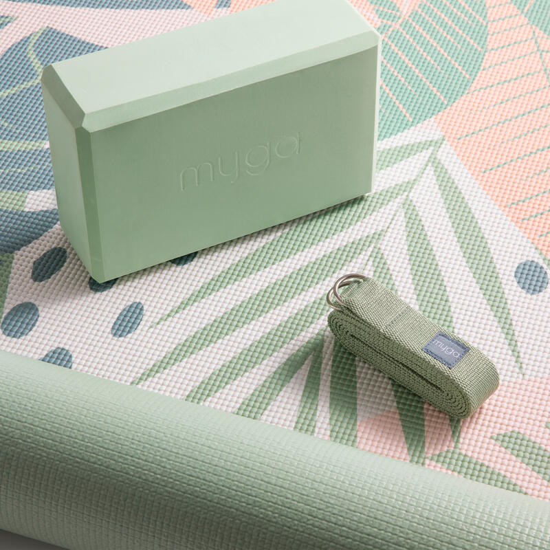 Set yoga Myga Palm: saltea, bloc, curea