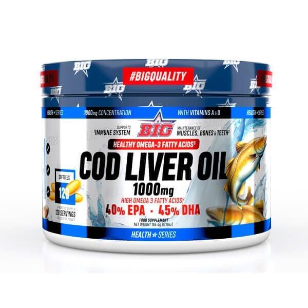 Cod liver oil 1000mg - 120 softgels de BIG Exclusivo online      22,90€  Preço por quantidade 229,00€kg BIG Cod liver oil 1000mg - 120 softgels de BIGVendido e expedido por: Masmusculo  