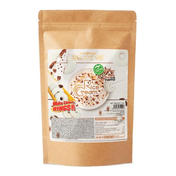 IO.GENIX Rice cream - 1 kg Chocolate branco com Choco Rings da IO.Genix