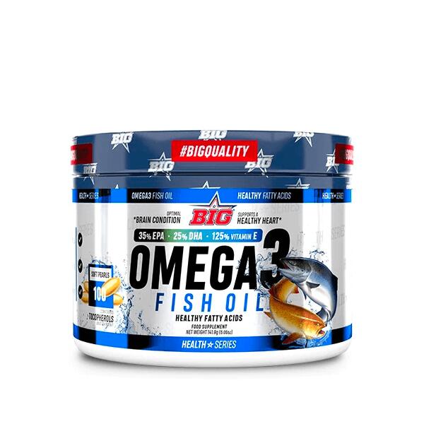 Omega3 Óleo de Peixe - 100 softgels de BIG Exclusivo Online      17,50€  Preço por quantidade 175,00€kg BIG Omega3 Óleo de Peixe - 100 softgels de BIGVendido e expedido por: Masmusculo  