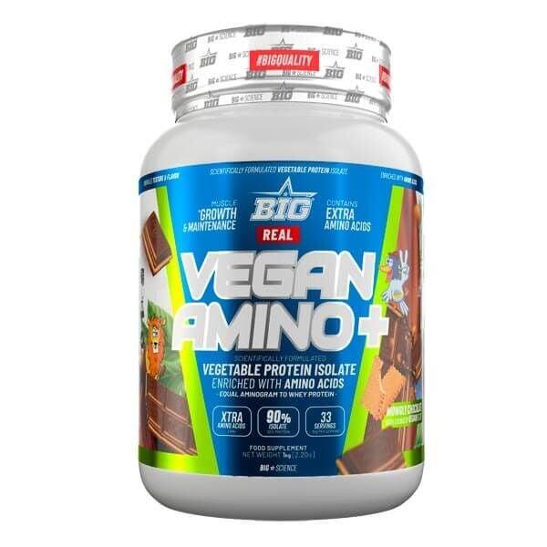 Real vegan amino+ - 1kg Chocolate mougly da BIG Exclusivo online      35,50€  Preço por quantidade 35,50€kg BIG Real vegan amino+ - 1kg Chocolate mougly da BIGVendido e expedido por: Masmusculo  