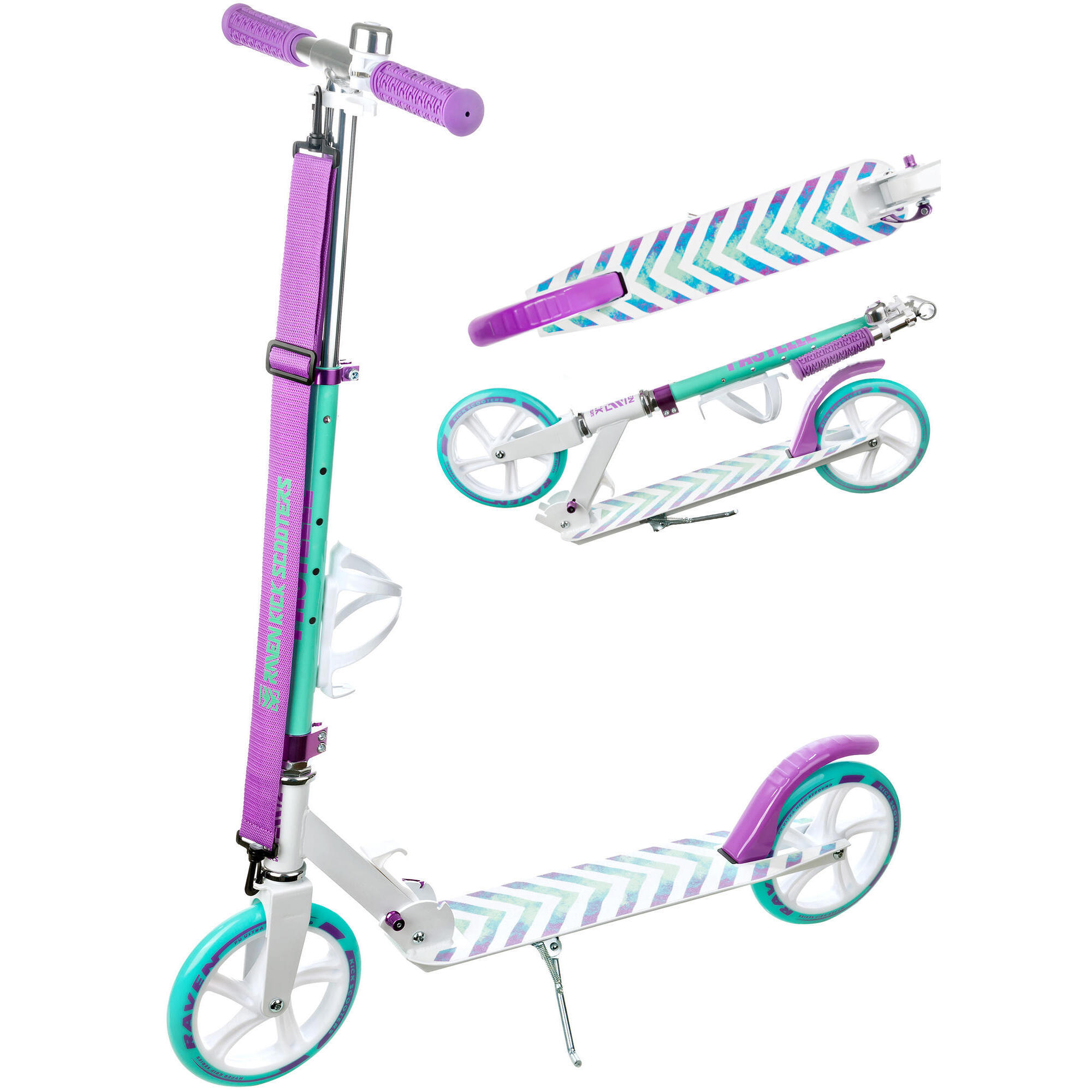 Raven - Trotinette Pliante Pastelle Femme Fille 200mm Cloche Et Porte-bouteille - Trottinette - Multicolore - Taille Unique - Decathlon