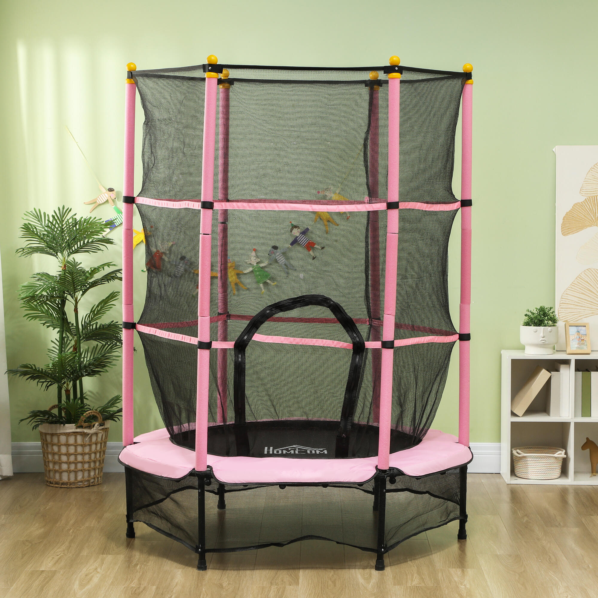 Trampolim para crianças ø140x190 cm rosa HOMCOM 2/7