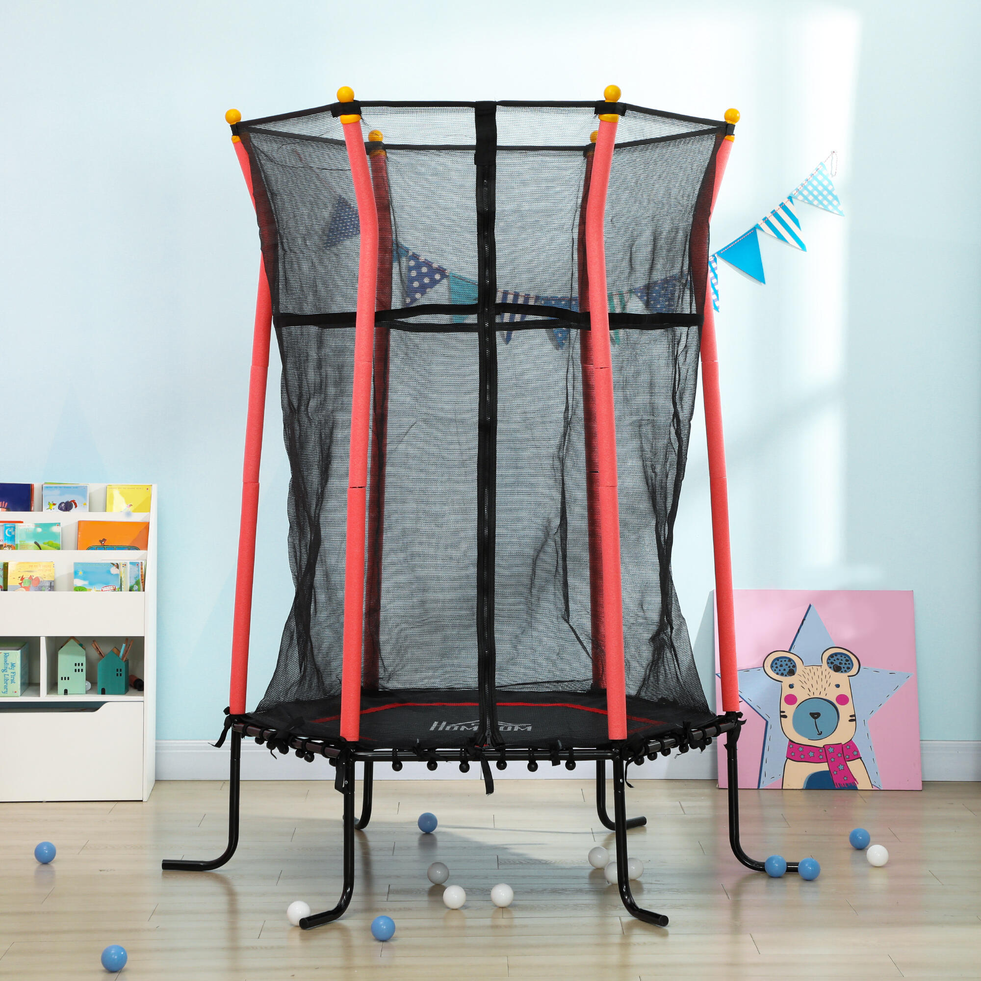 Cama Elástica Infantil Ø163,5x190 cm rojo HOMCOM 2/7
