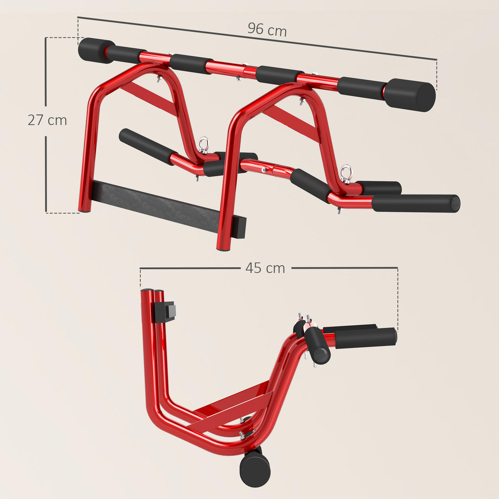 Barra de elevações 96x45x27 cm vermelho SPORTNOW 3/7