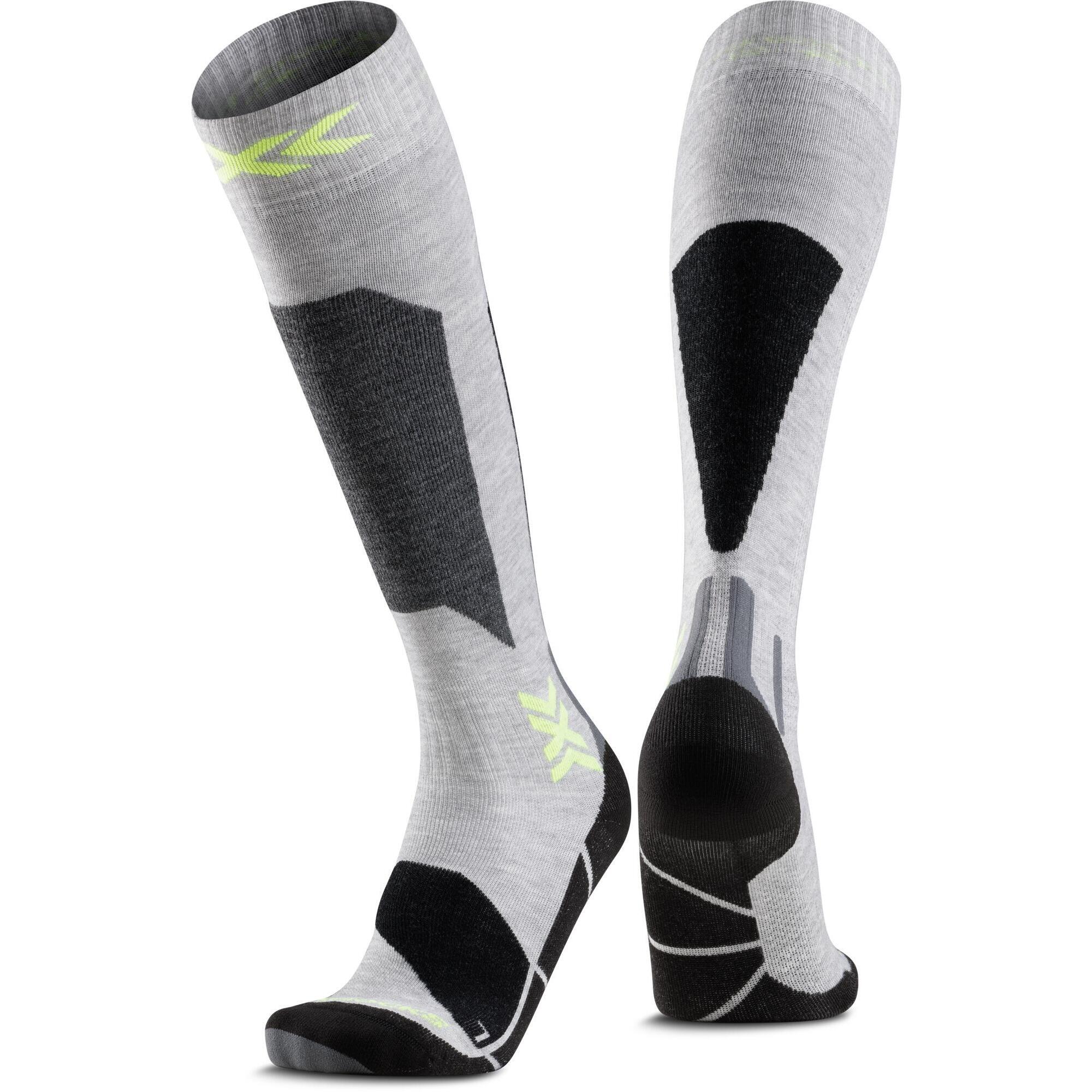 X-socks - X-socks® Ski Discover Otc Couleur G741 Rhino Grey/canary Taille : 35-38 - Chaussettes - Gris|jaune - 35/38 - Decathlon