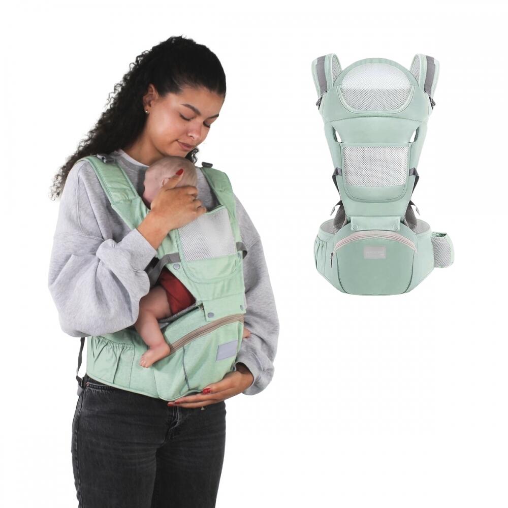 Mobiclinic - Porte-bébé 6 En 1 Respirant 0-36 Mois Bretelles Réglables Coton - Porte Bébé Physiologique - Vert - No Size - Decathlon