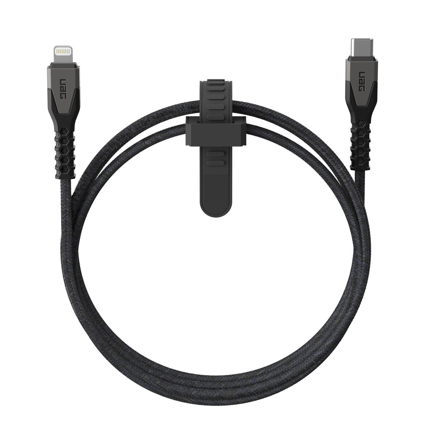 Cabo uag rugged kevlar usb-c - lightning preto