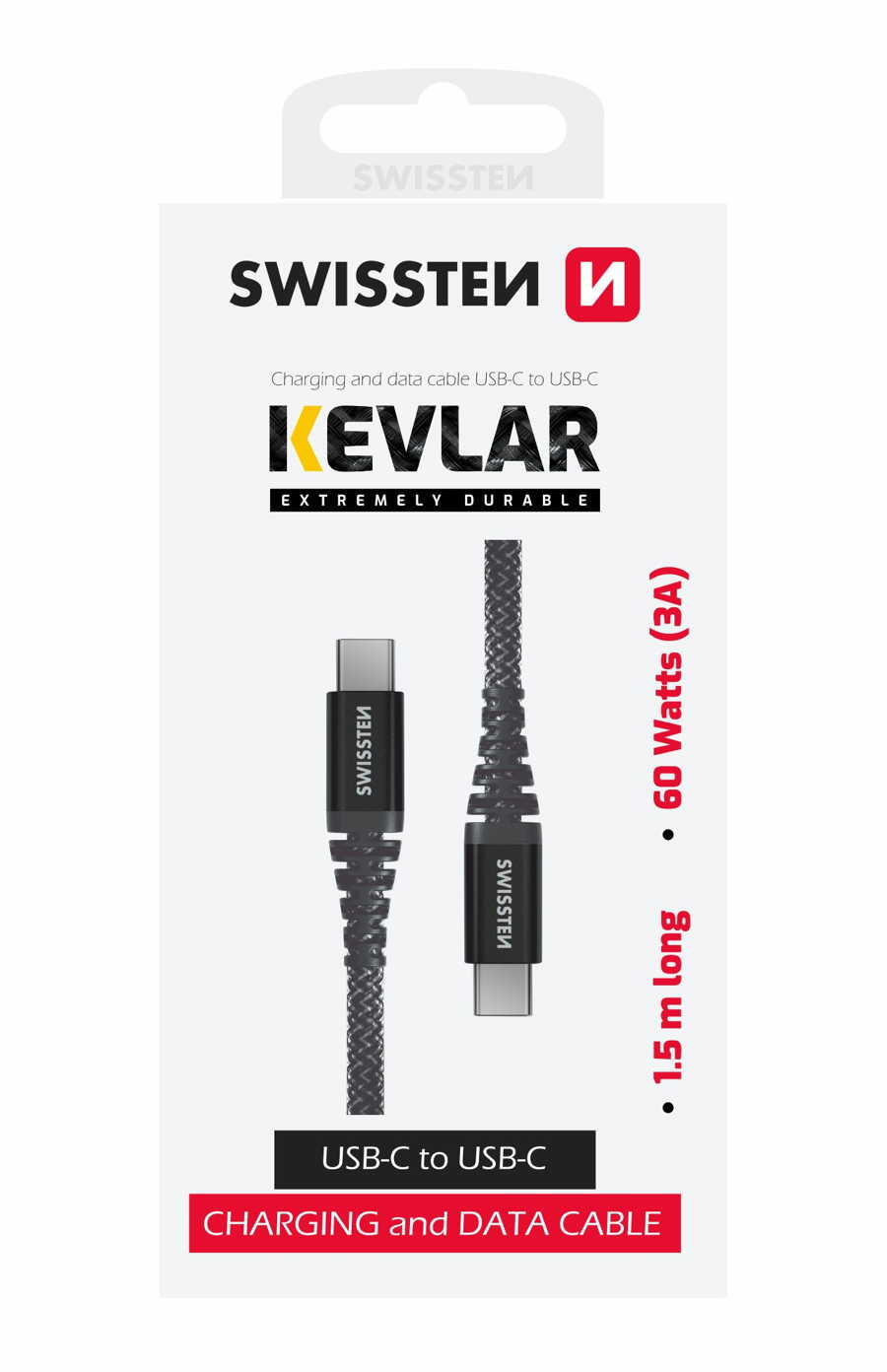 Cabo Swissten Kevlar USB-C - USB-C 1.5m 2/4
