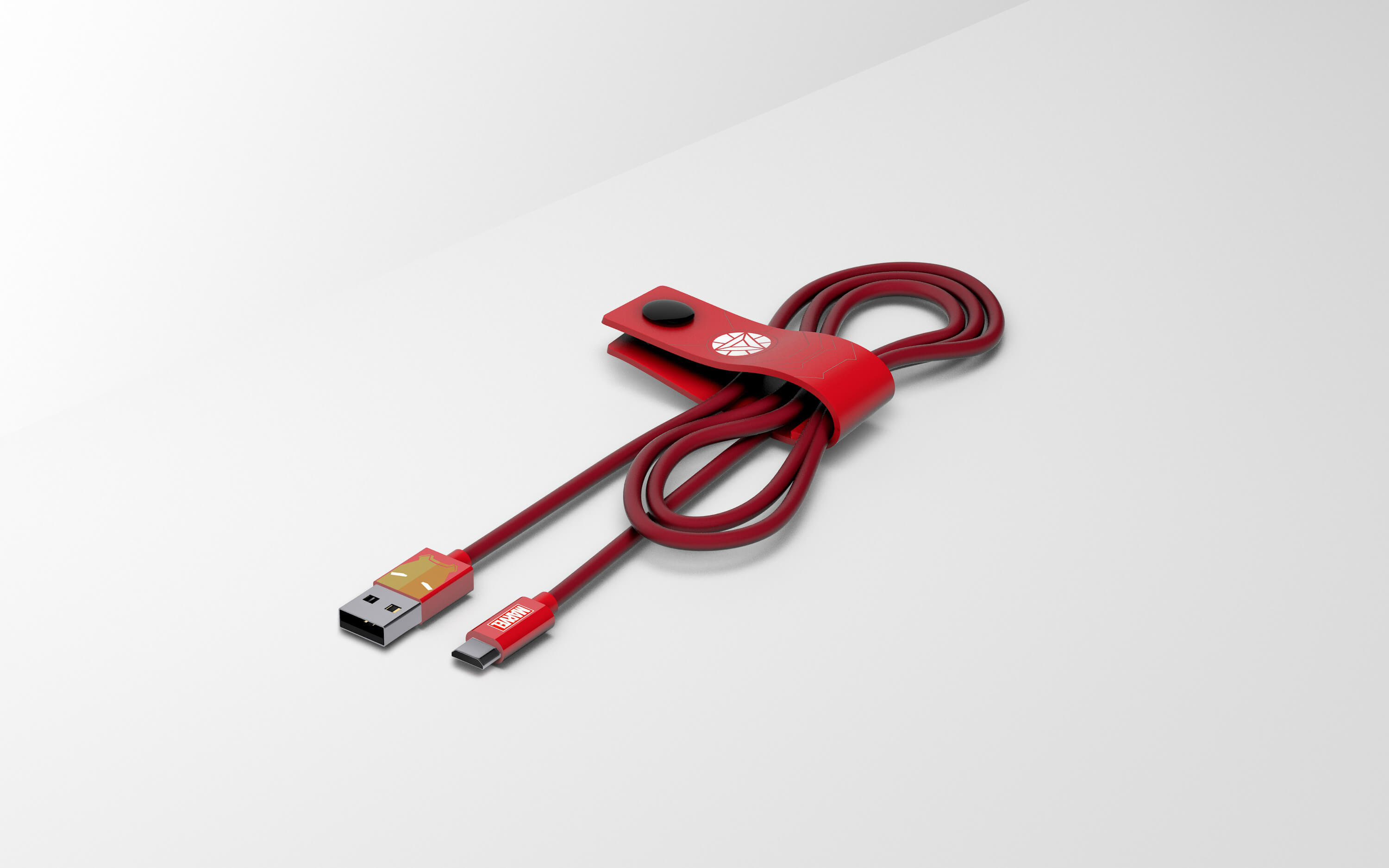 Cabo USB-microUSB - Marvel Iron Man - vermelho/branco 2/5