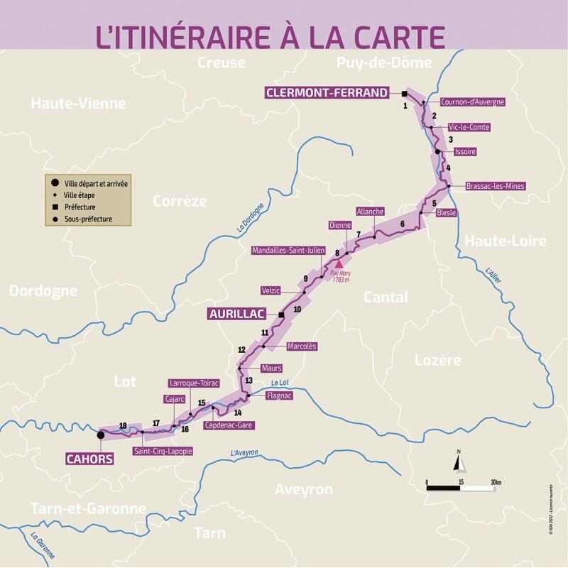 DE CLERMONT-FERRAND A CAHORS A VELO 3/5