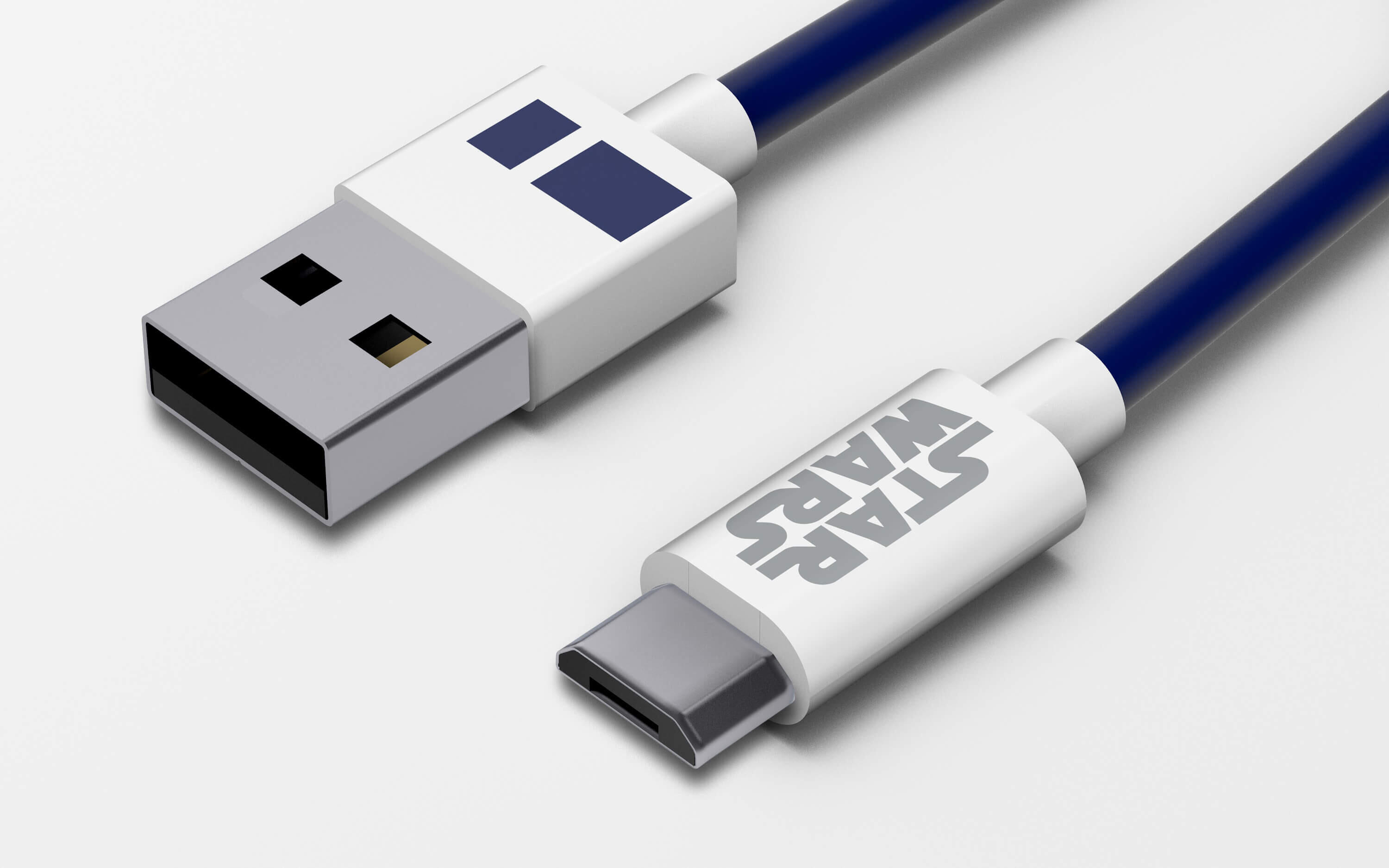 Cabo USB-microUSB - Star Wars R2-D2 - azul/branco 4/5