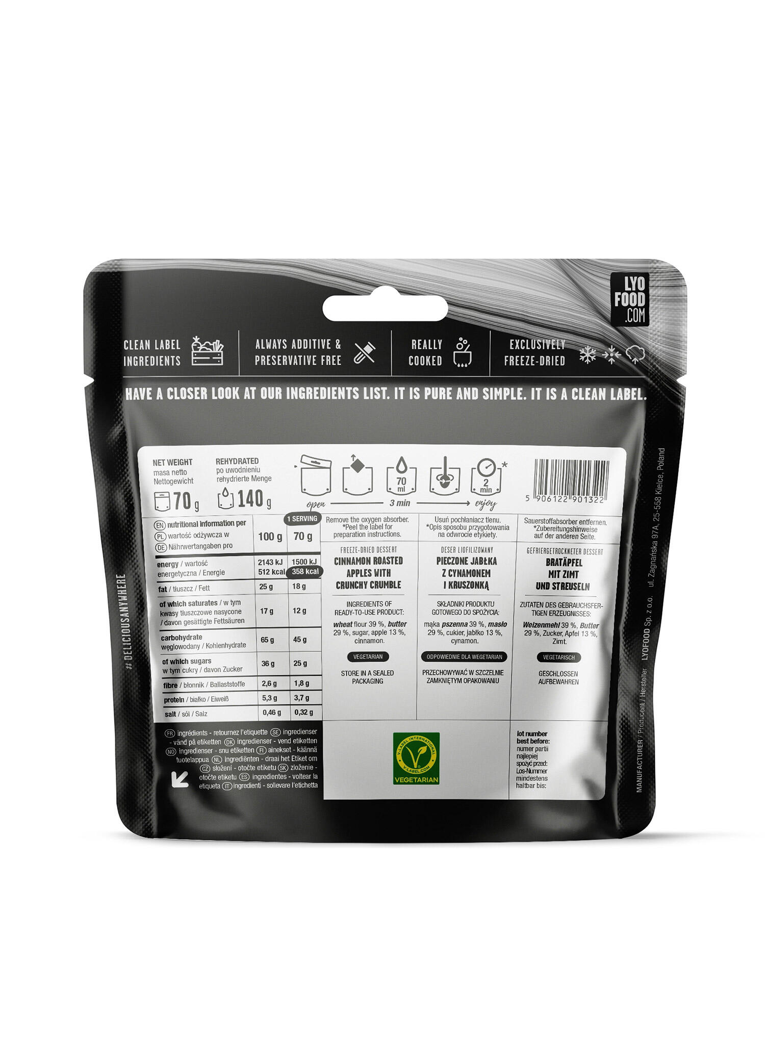 Liofilizat LyoFood Kruszonka z jabłkiem i cynamonem 140 g 3/4
