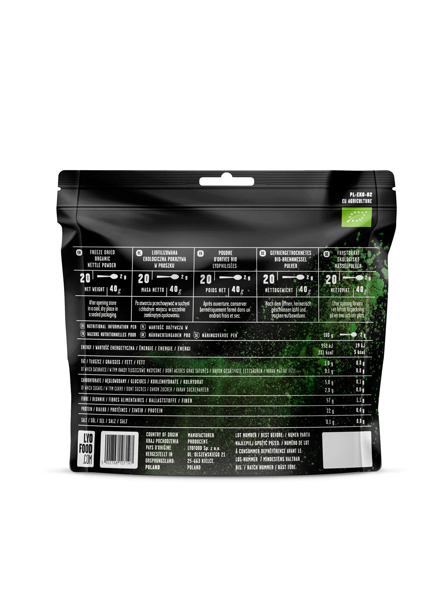 Liofilizat LyoFood Ekologiczna pokrzywa w proszku 40 g 2/2