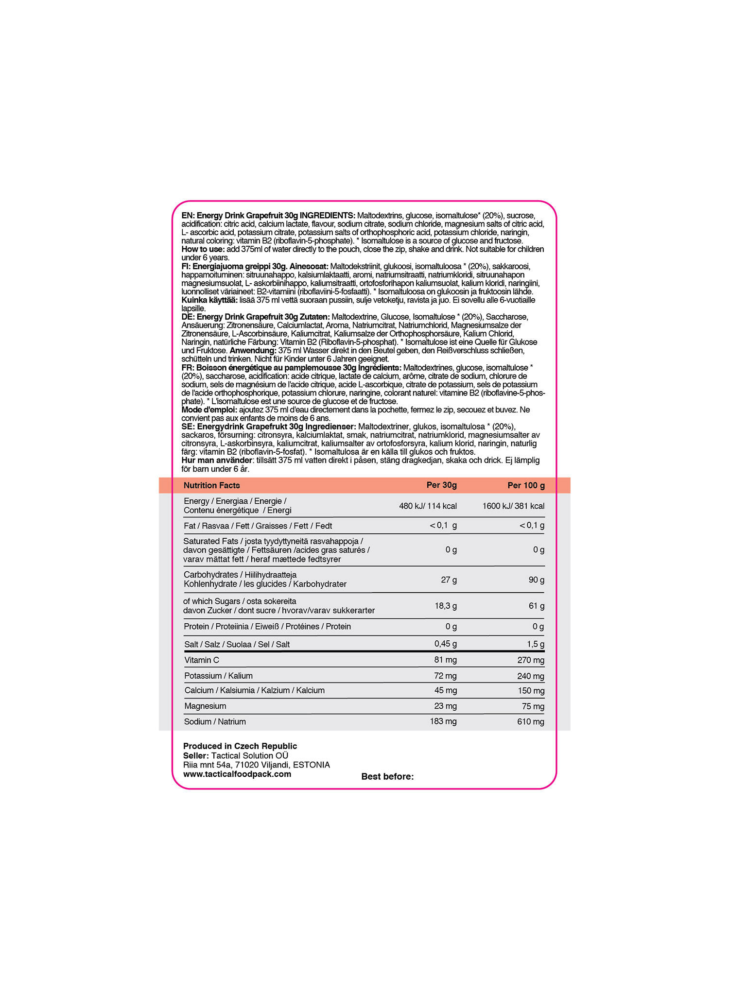 Grapefruit - Energy Drink Pulver 2/2