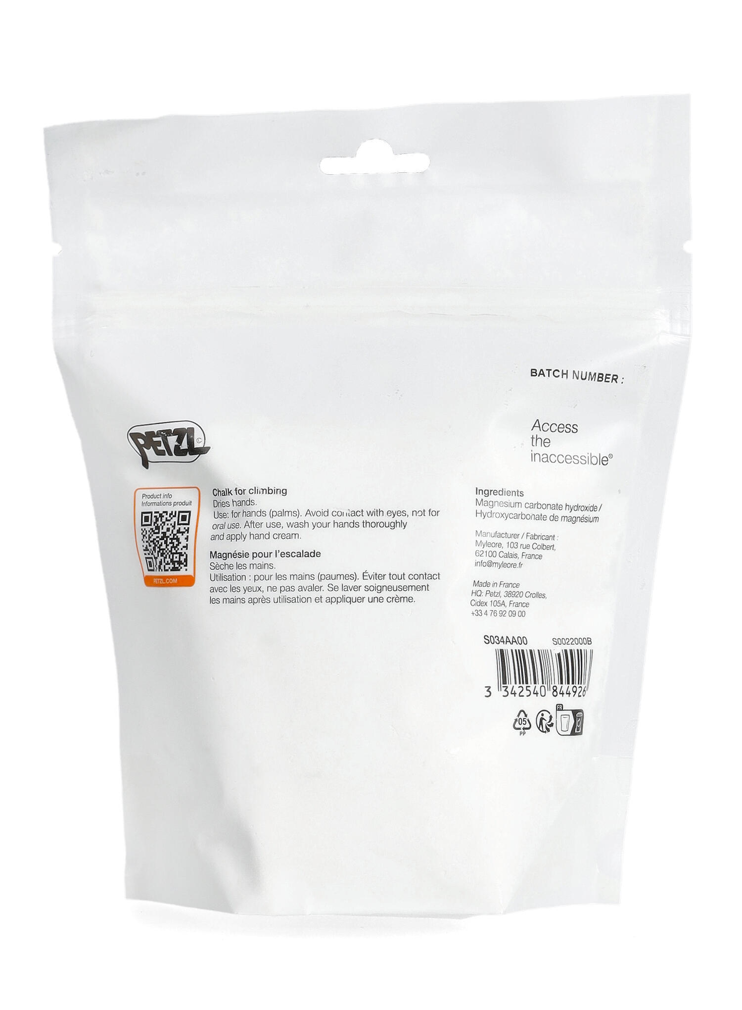 Magnésie Petzl Power Crunch 200 g sachet refermable France 2/3