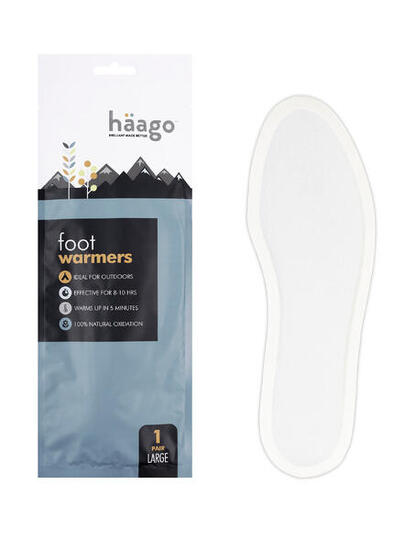 Chauffe-pieds Haago jetable — activation à l'ouverture, 8h, taille S/M/L