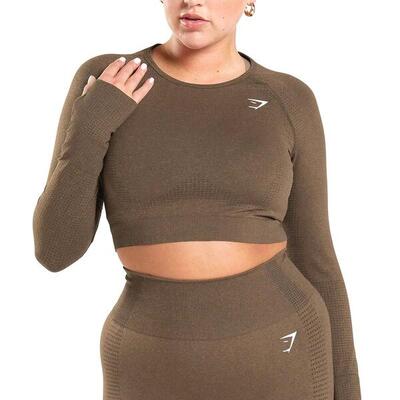 Gymshark vital seamless crop top-trainingstop met lange mouwen voor dames