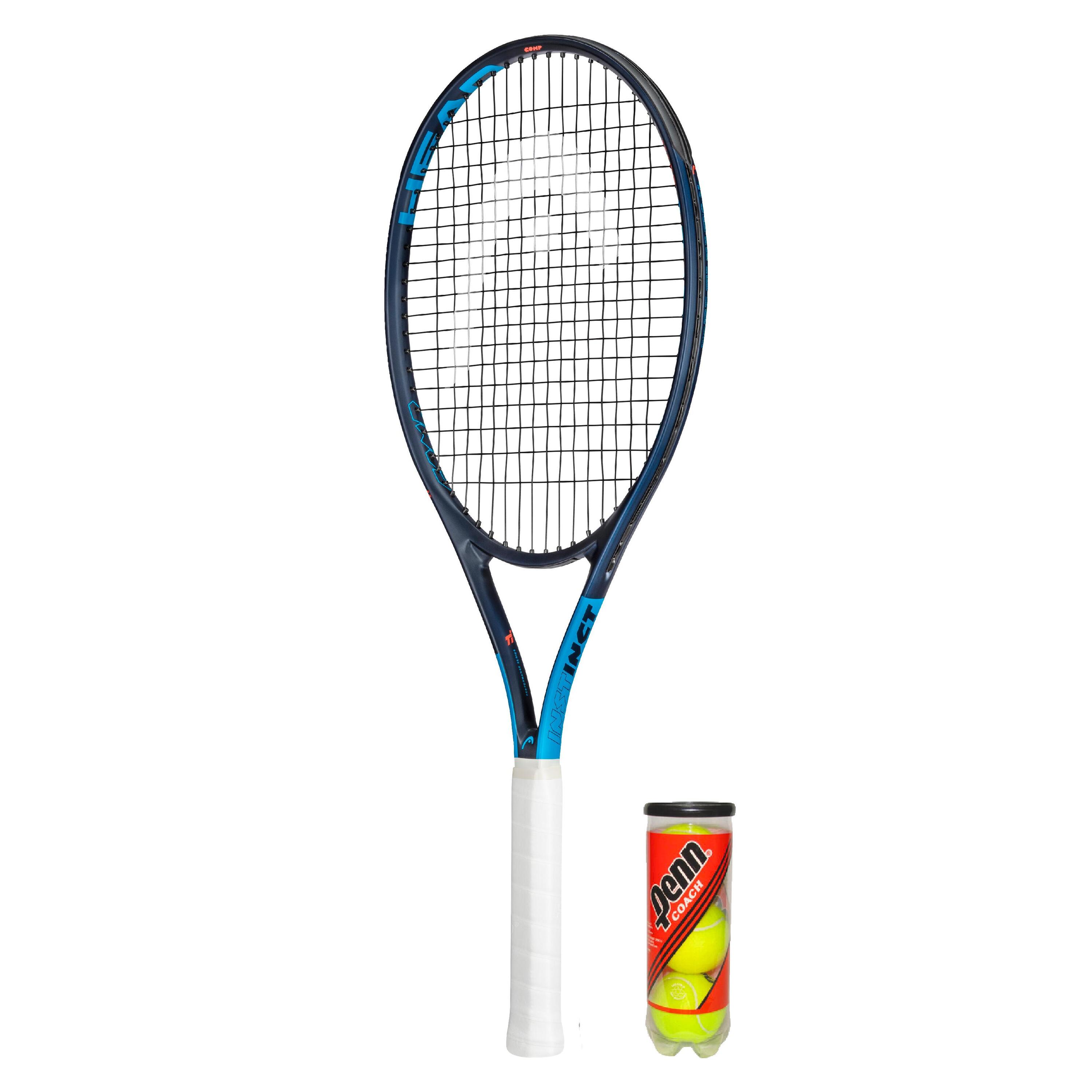HEAD HEAD Ti Instinct Comp Graphite Tennis Racket, Cover & Balls - Grip 4