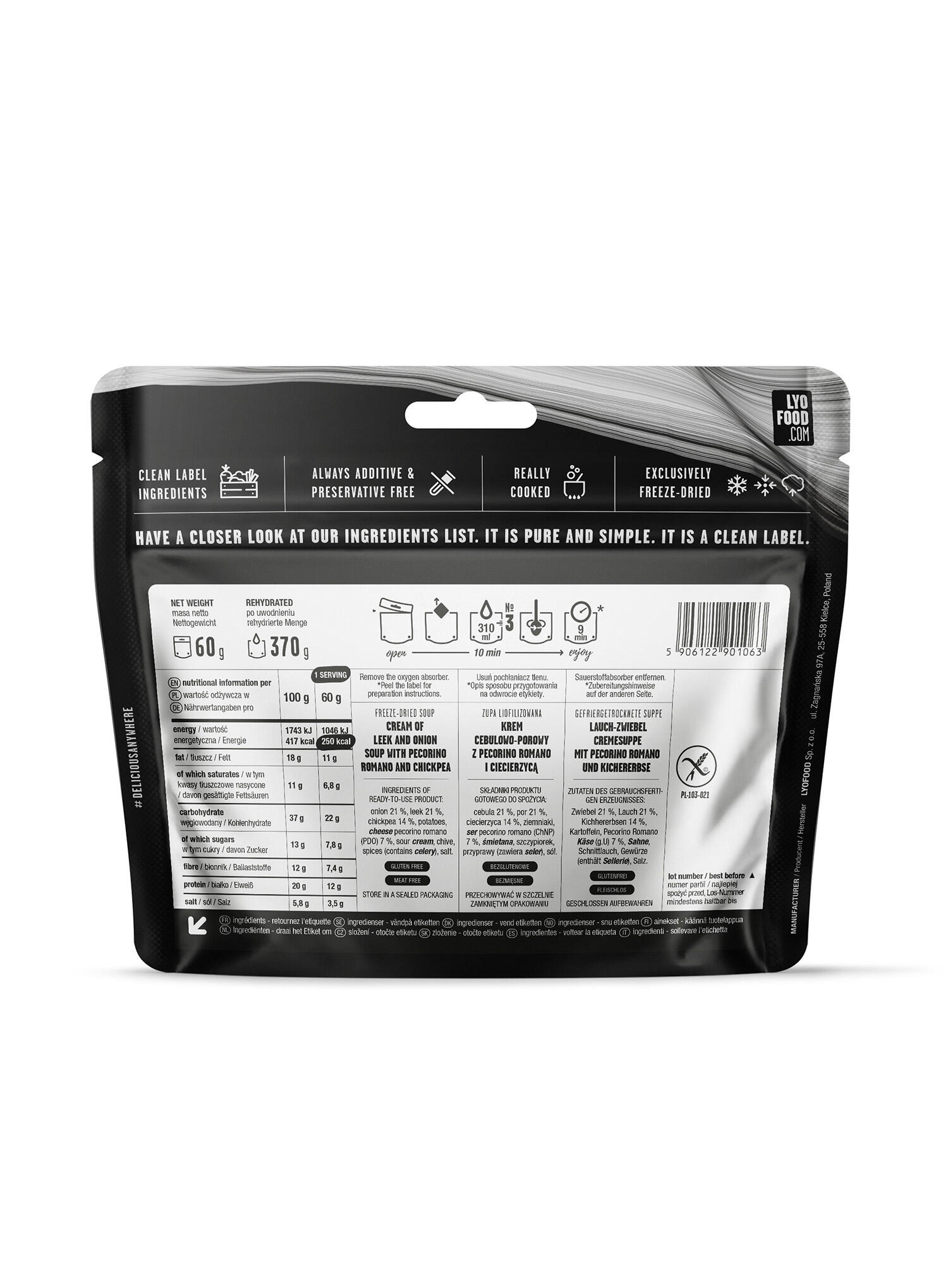 Zupa (224) Krem Cebulowo - Porowy Z Pecorino Romano I Ciecierzycą 3/4