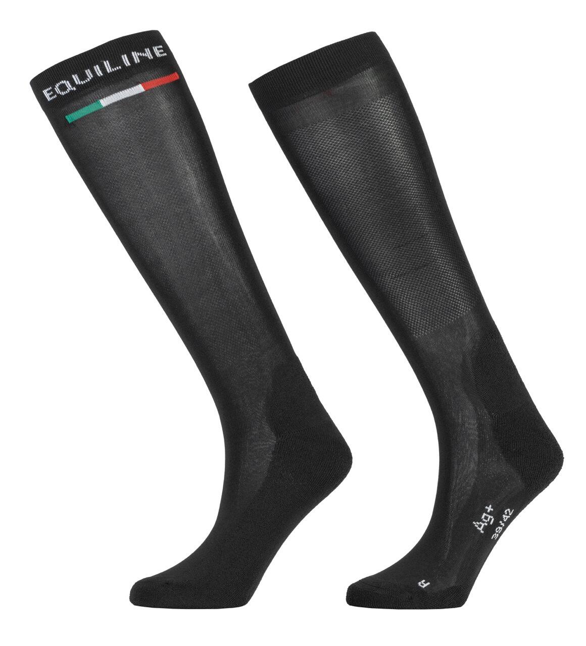 EQUILINE Paardrijden - Unisex -  Black - -silver Plus Light; Technical Socks