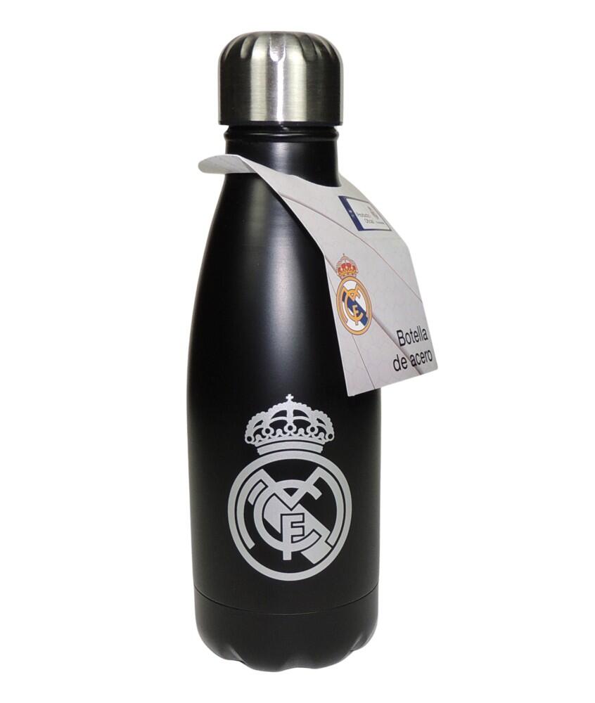 Botella Real Madrid Oficial Negro De Acero 550mL 3/4