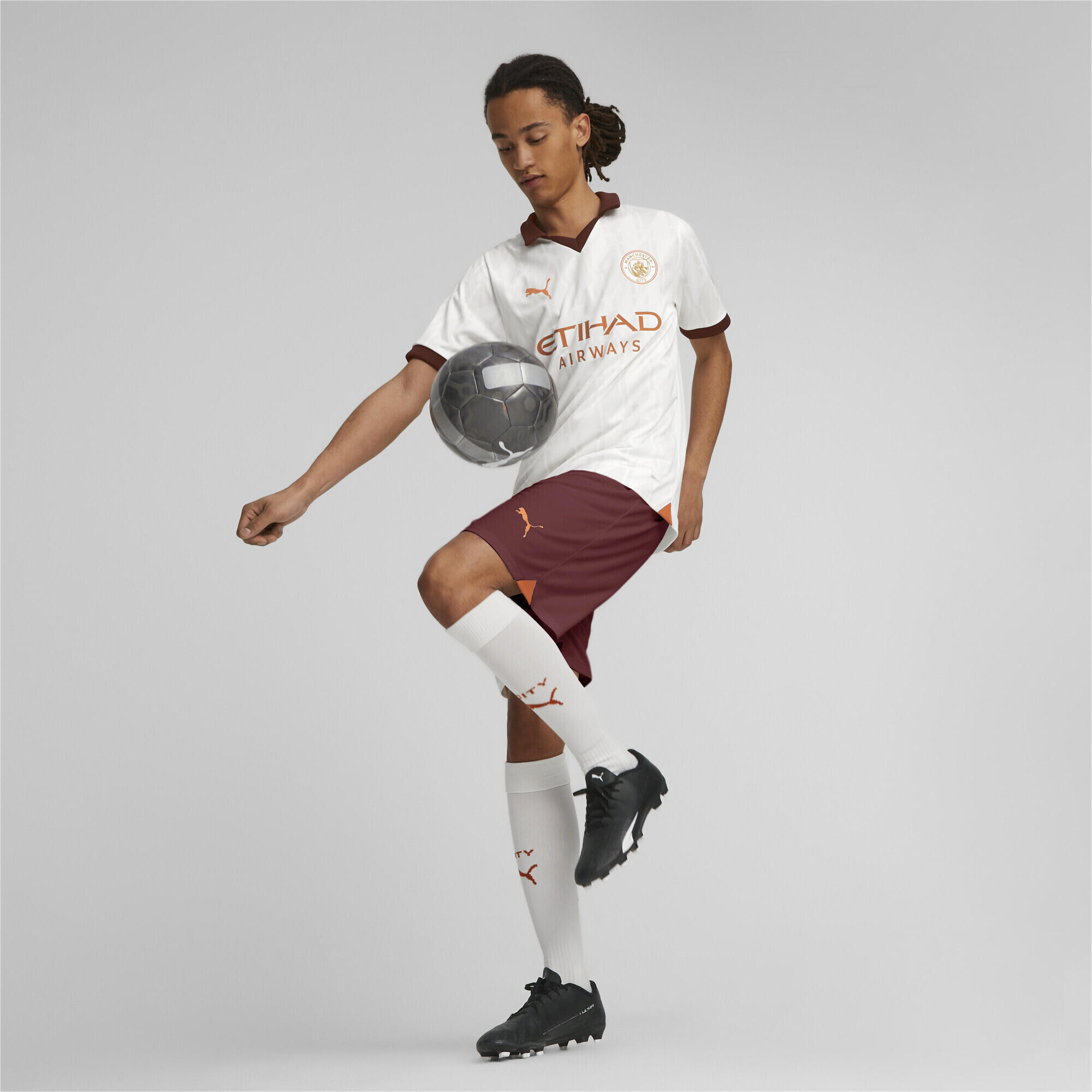 Maillot Away 23/24 Manchester City Homme PUMA White Aubergine Purple 5/7