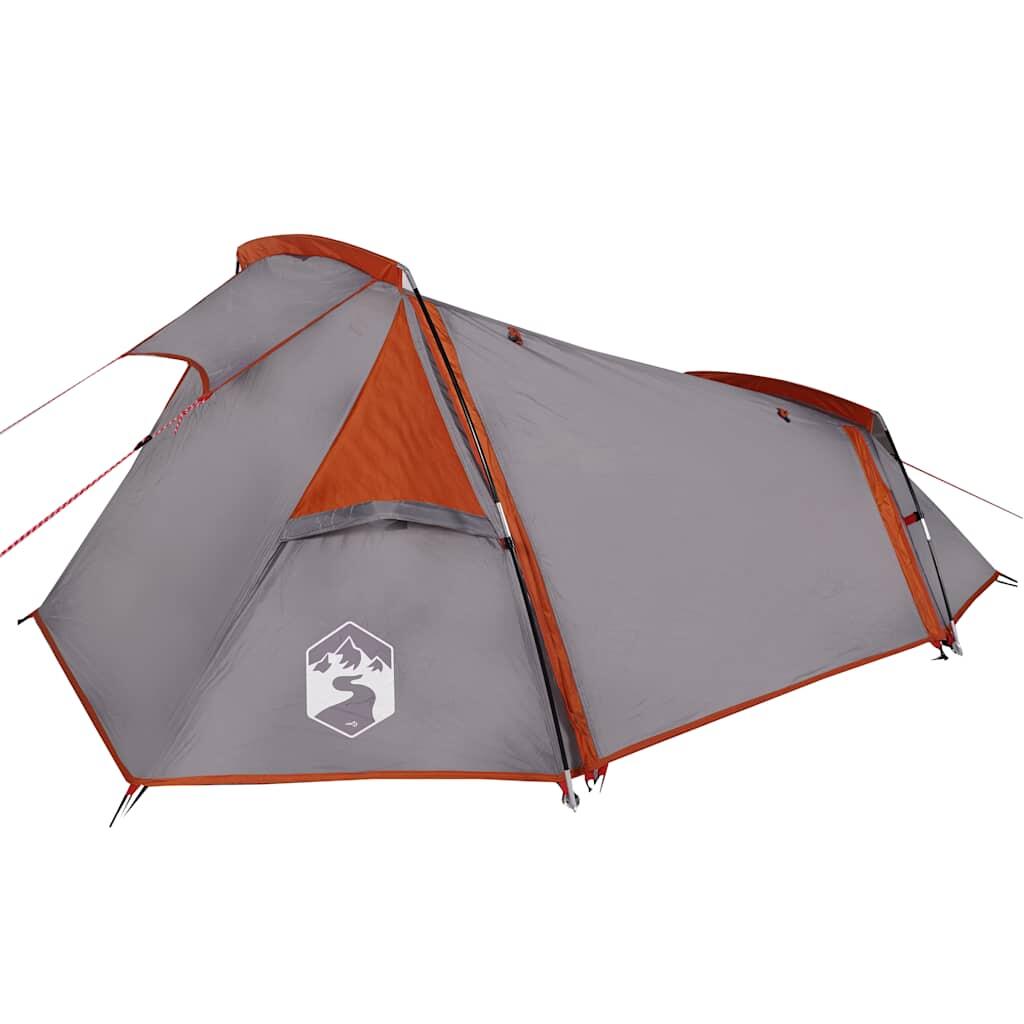 Vidaxl Tente Tunnel 2 Personnes Étanche Gris et Orange 6/7