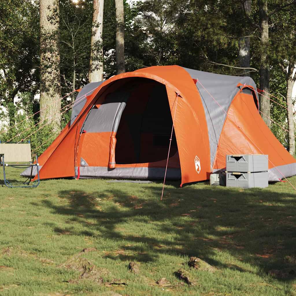 VidaXL Tenda a cupola 6 persone grigio e arancione 7/7