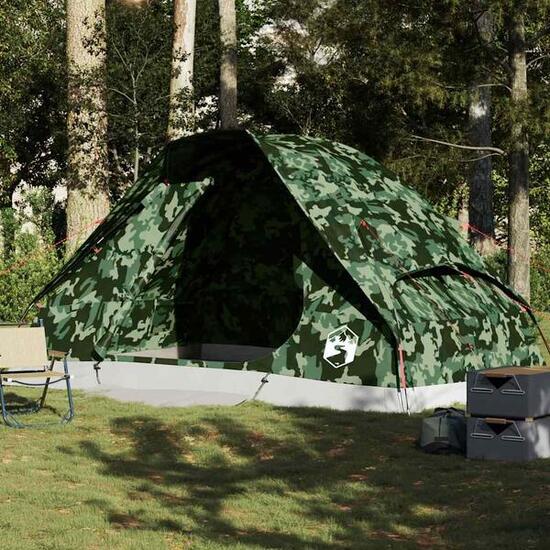 VidaXL Tenda a Cupola 6 Persone Impermeabile Mimetico