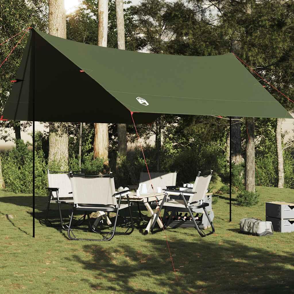 Vidaxl - Canopée De Camping Vidaxl Étanche 462x306x211 Cm Vert Olive - Tente - Incolore|vert - 2 Places - Decathlon