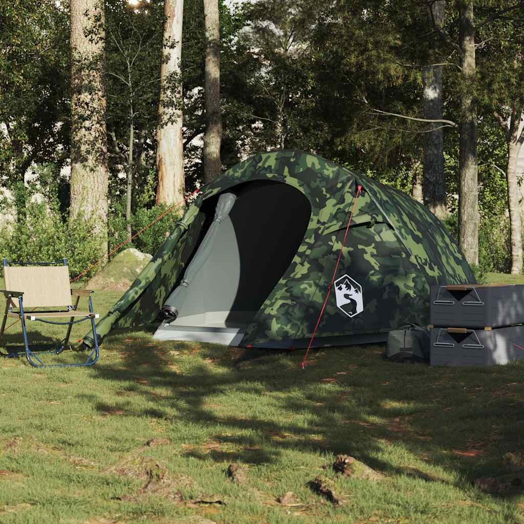 Tenda a tunnel VidaXL mimetica impermeabile per 2 persone 3/7